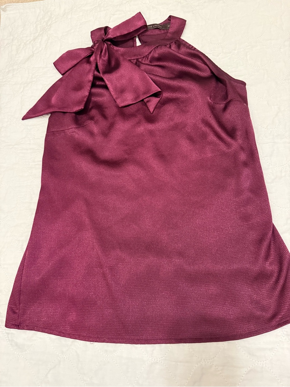 The Limited Tie-Neck Sleeveless Blouse in Wine
